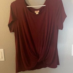 Short Sleeve Burgundy Top